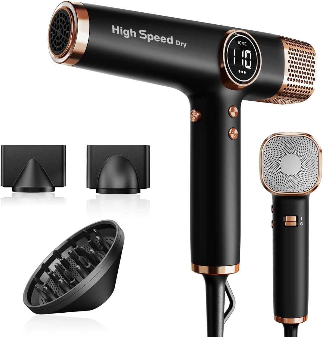 Asciugacapelli, Faszin, Nero, illuminazione LED, protezione dal surriscaldamento