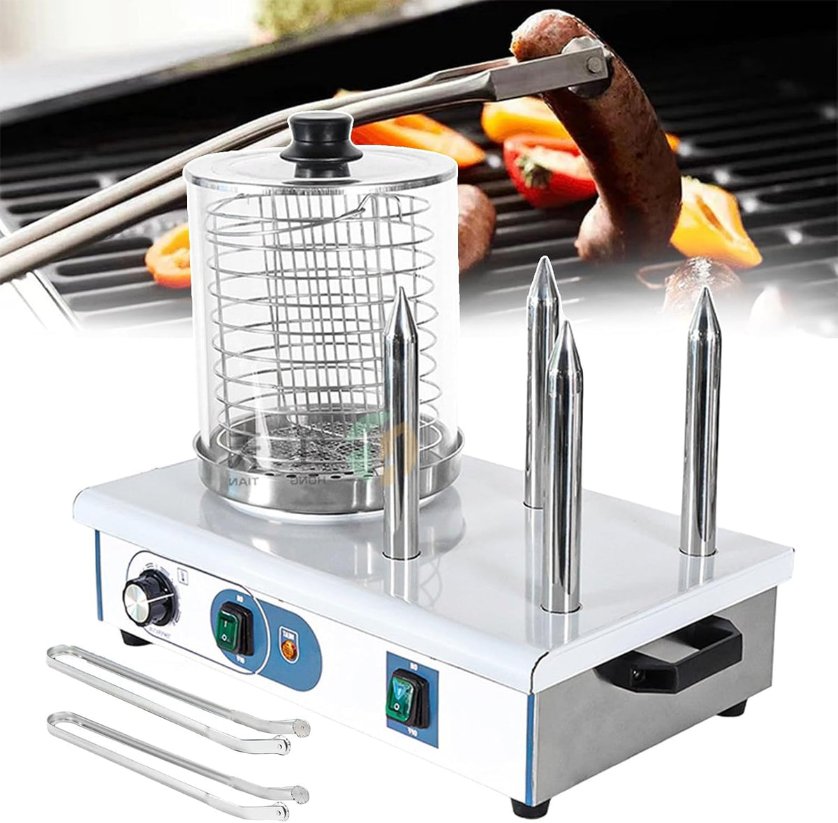 Macchine per Hot Dog, XNYXLPP, 550 W, 440 mm, 7,3 KG, Nero, acciaio inox, funzione grill