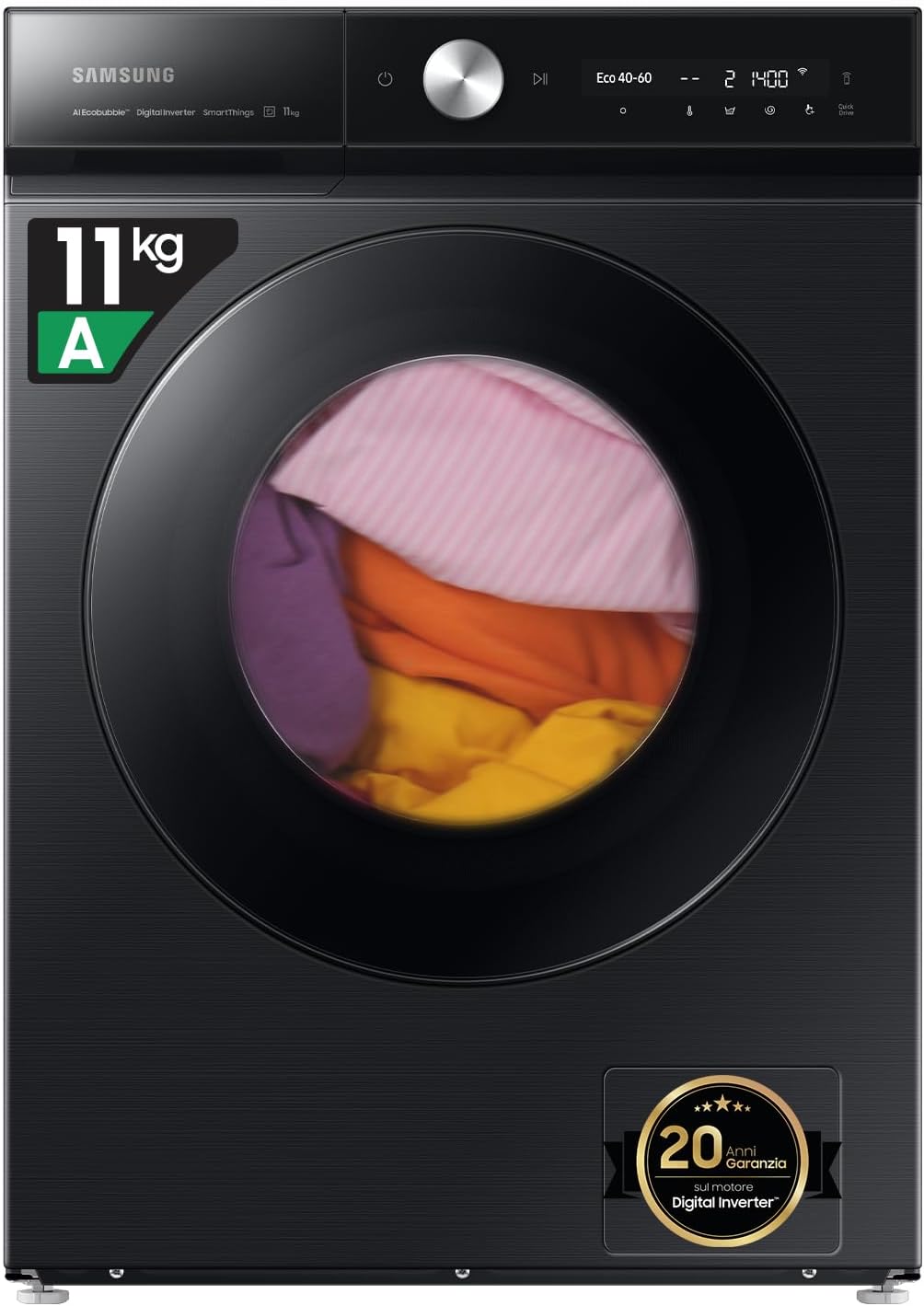 Amazon Renewed, Lavatrice, WW11DB8B95GB/U3, 11 Kg, 1400 RPM, 60 l, Bianco, Wi-Fi
