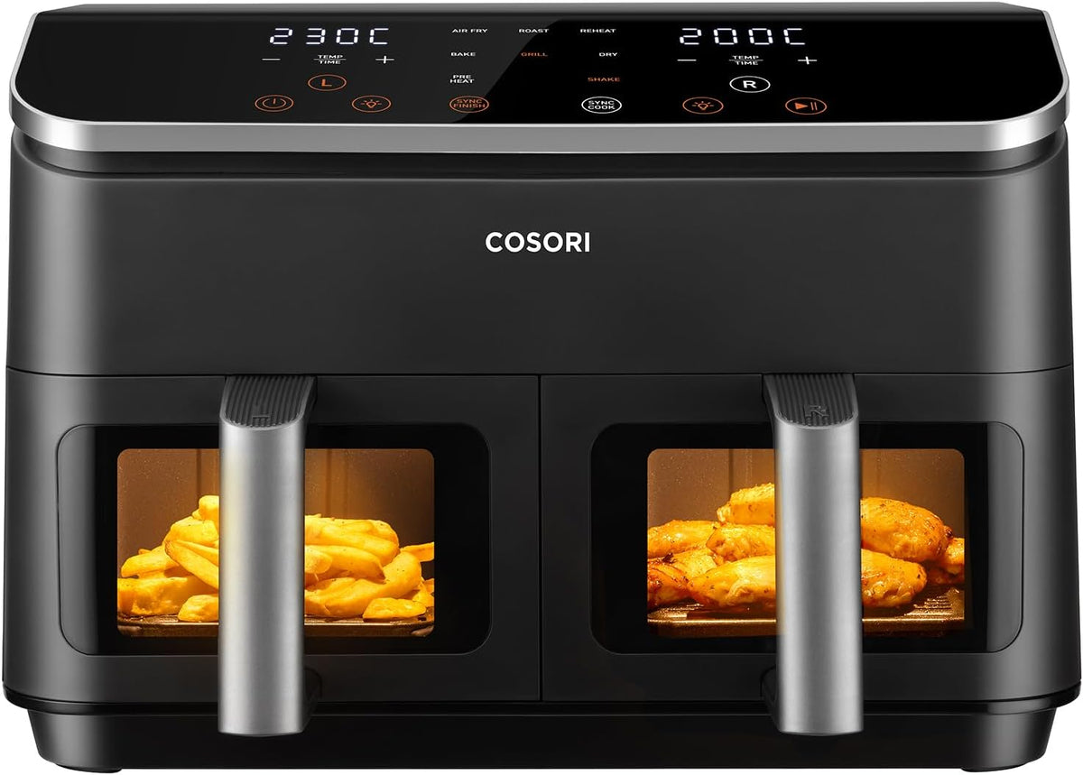Friggitrice ad aria, Cosori, 8,5 Litri, 9,58 M, 35-230°C, Nero, illuminazione LED, Airfryer