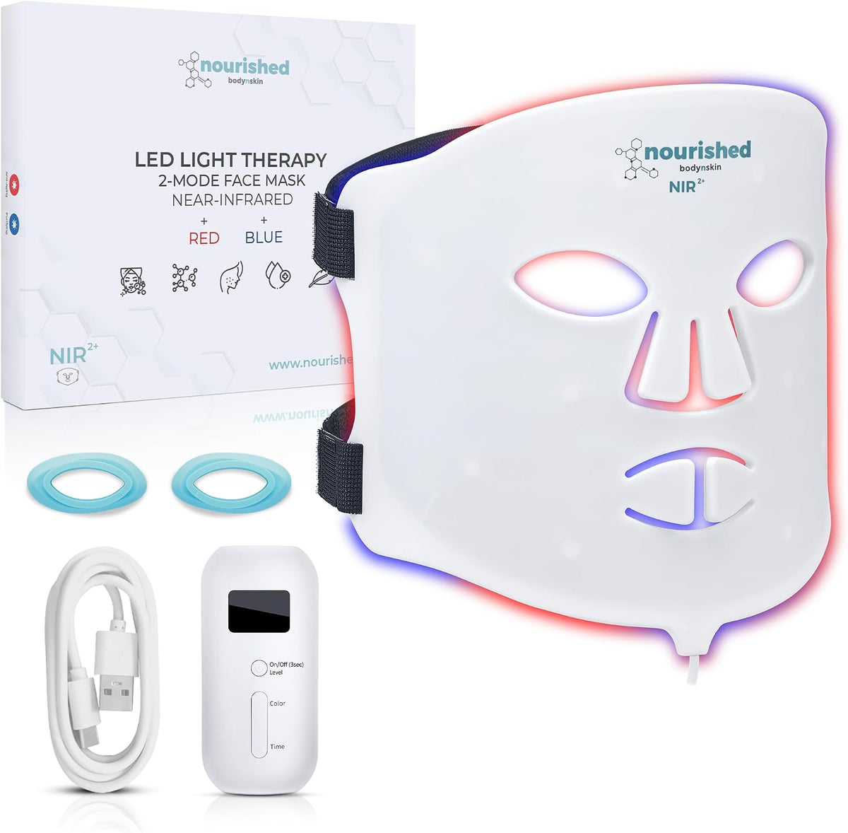 Nourished Bodynskin, Maschere, Blu/Rosso, illuminazione LED, telecomando