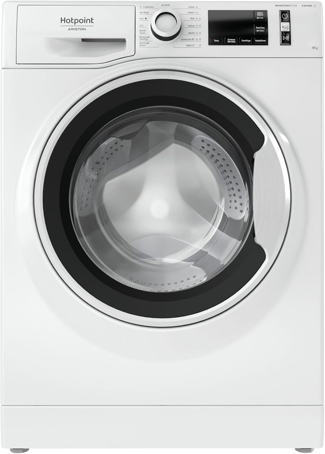 Hotpoint, Lavatrice, NG98W, 9 kg, 1400 Giri/min, 62 L, Bianco, acciaio inox, motore inverter