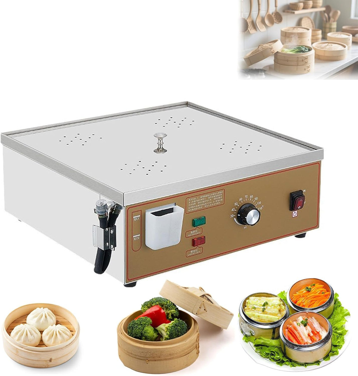 ORIDLECTAL, Vaporiere elettriche, 3000 W, 30-110°C, 15x23x12 cm, Nero, protezione dal surriscaldamento