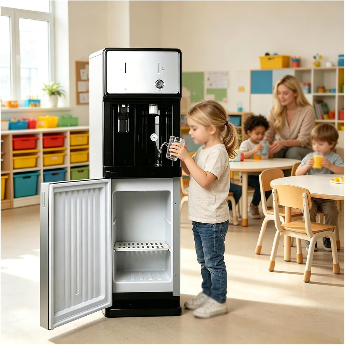 Distributori e fontane d'acqua, 105 x 31 x 31 cm, 5 °C, 220 V, Nero, acciaio inox