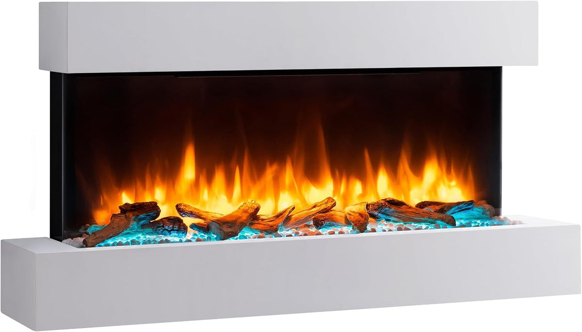 BALDERIA, Camino elettrico, 328 x 919 mm, Nero, illuminazione LED, telecomando, protezione dal surriscaldamento
