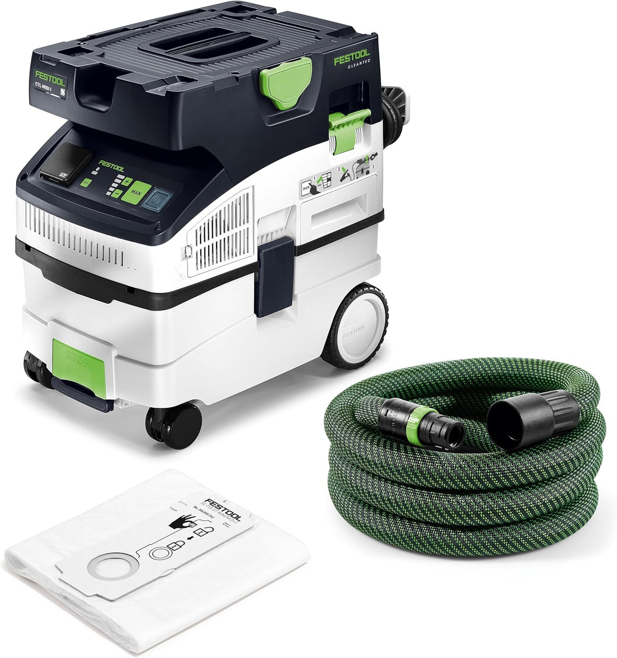 Festool, Aspirapolvere solidi e liquidi, 1200 W, 3700 l, 32 mm, Nero, Bluetooth, telecomando