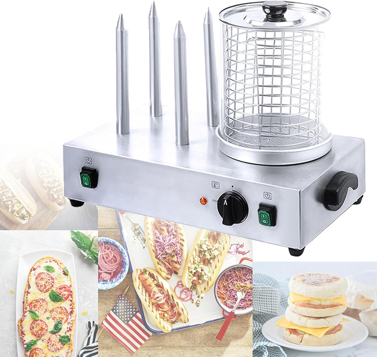 Cashwise, Macchine per Hot Dog, 10 kg, 800 W, 220 V, Argento, acciaio inox
