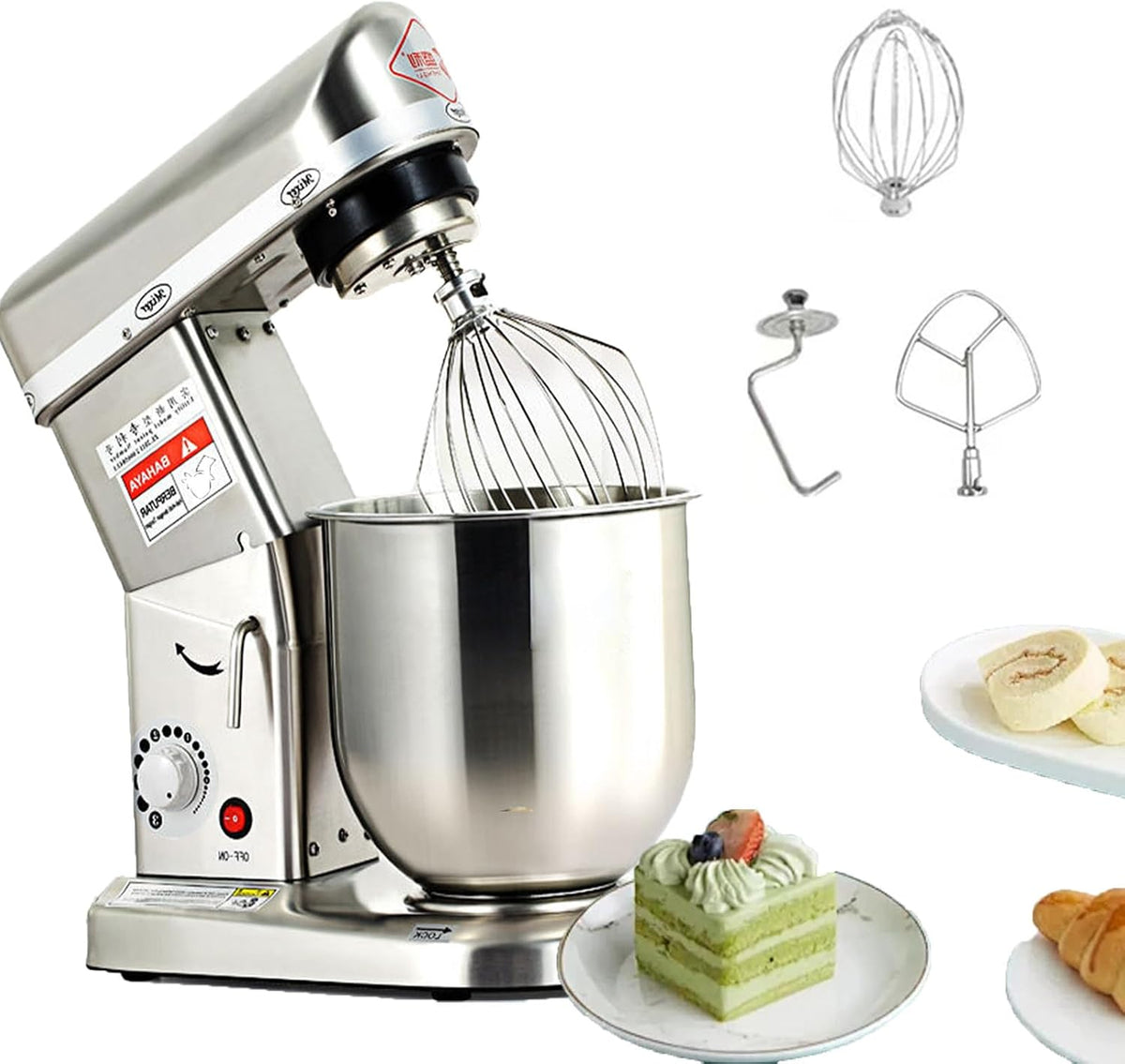 Sunseota, Impastatrice planetaria, 10 l, 500 W, 15 kg, Argento, acciaio inox, timer