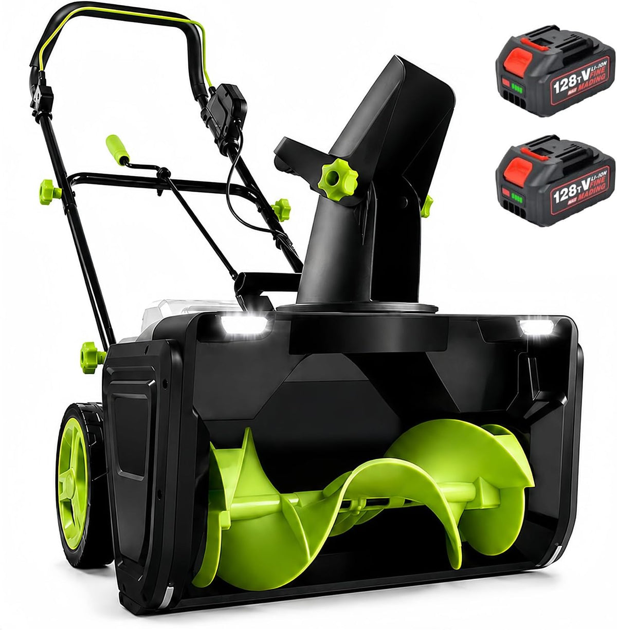 SHUMIAO, Frese da neve, 40 V, 3500 W, 7,6 m, Nero, illuminazione LED, funzionamento senza fili