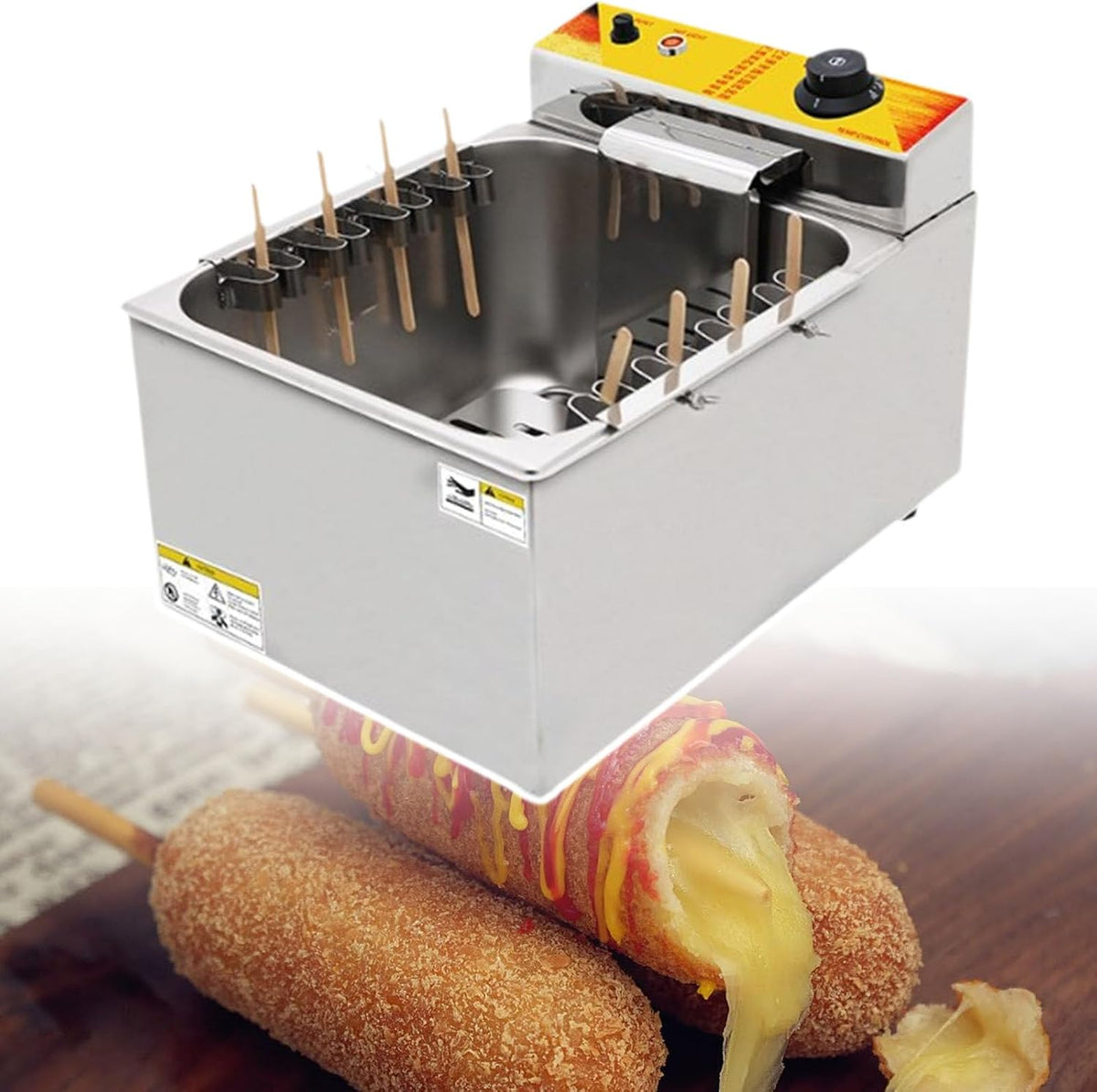 Macchine per Hot Dog, MIRRSSET, 1900 W, 12 litri, 220 V, Argento, acciaio inox
