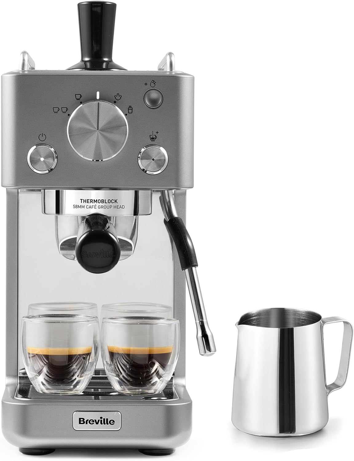 Breville, Macchine da caffè tazza singola, 58 mm, Nero/Argento, acciaio inox