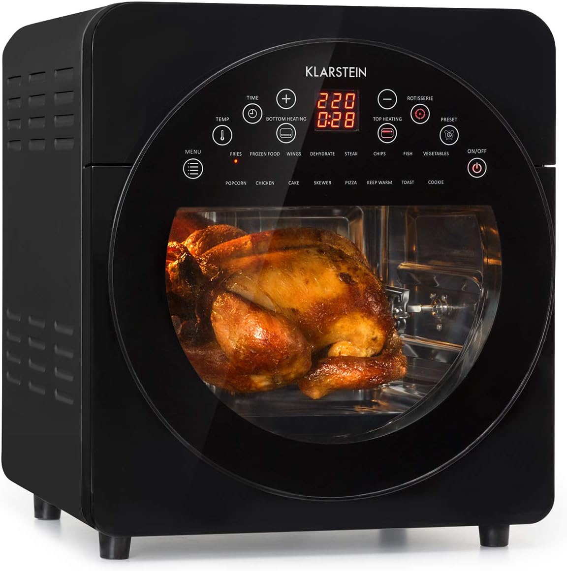 KLARSTEIN, Friggitrice ad aria, 1700 W, 14 L, 31 x 32,5 x 34 cm, Nero, timer, Airfryer