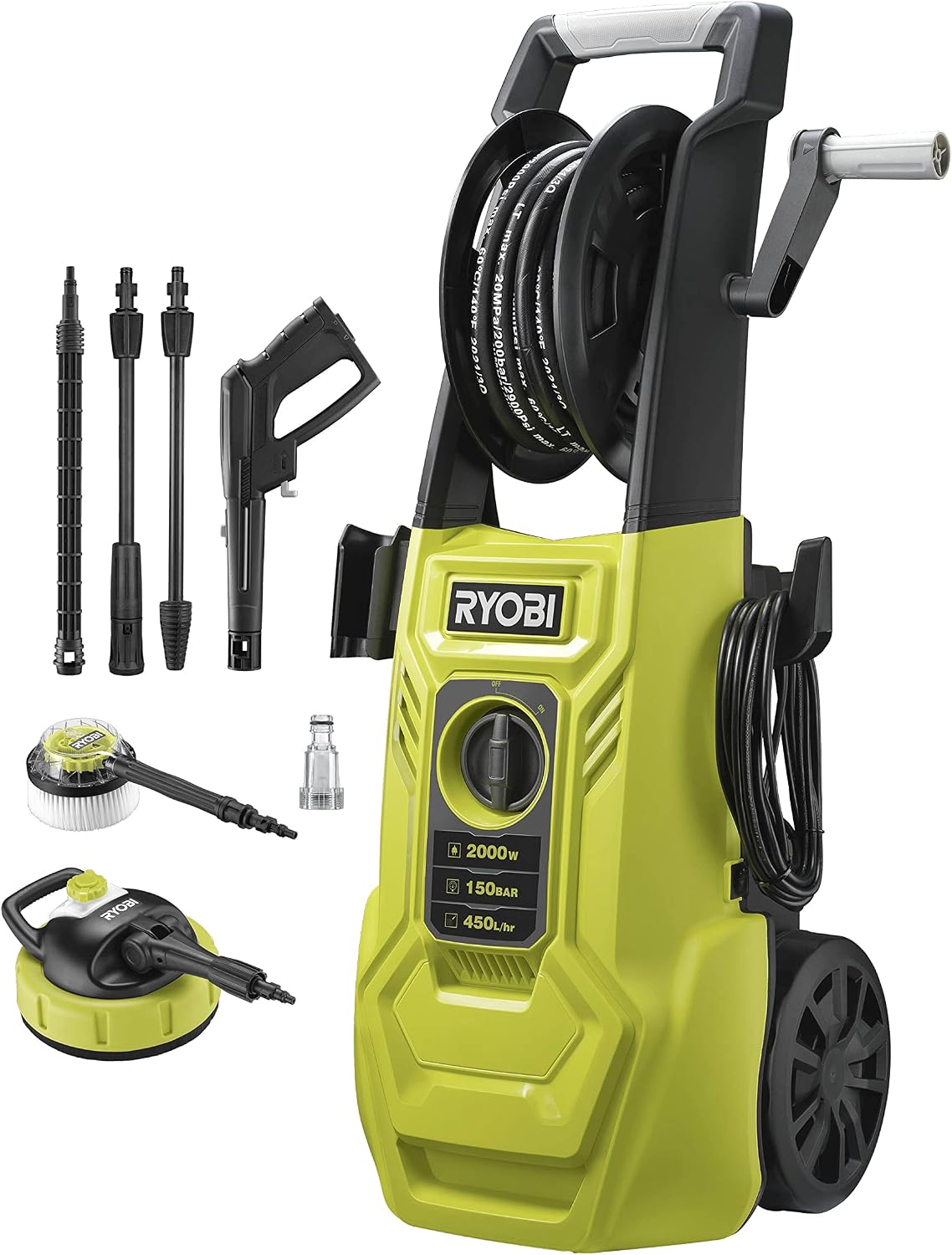 RYOBI, Lavapavimenti, RY150PWA, 2000 W, 150 Bar, 450 l, Nero, acciaio inox