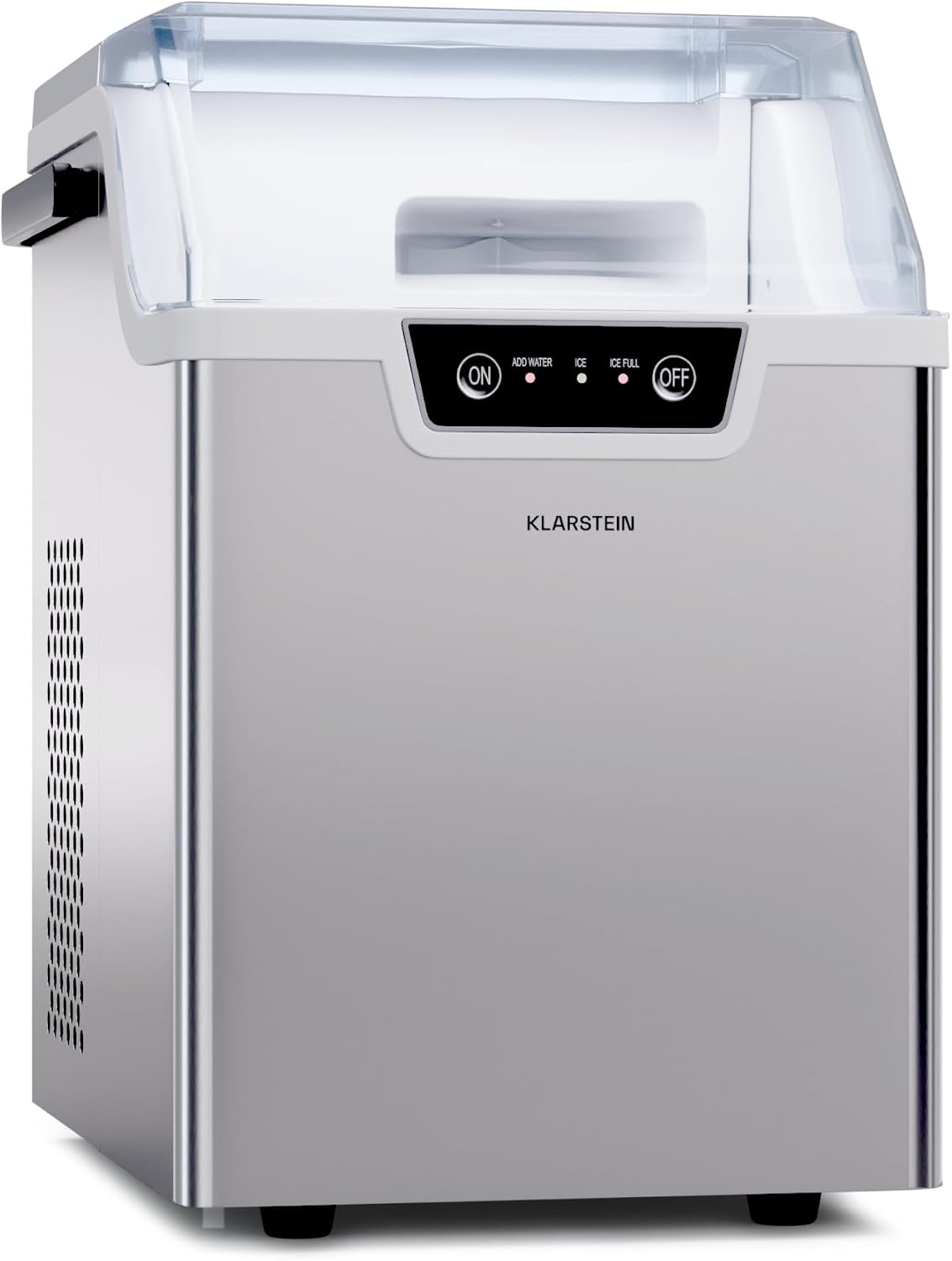 KLARSTEIN, Macchina per cubetti di ghiaccio, 200 W, 34 x 23 x 37 cm, 12 kg, Nero, vano contenitore, illuminazione LED, autopulizia