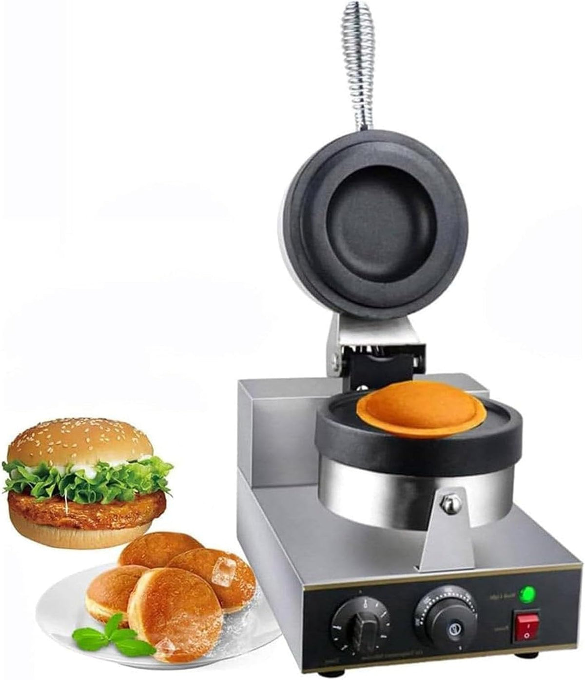 Piastre tostapane, 1200 W, 50°C, 100 mm, Nero, acciaio inox, timer