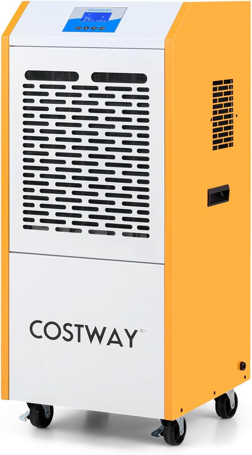 COSTWAY, Deumidificatore, 90 L, 42 x 41 x 96 cm, 120 m, Bianco, protezione dal surriscaldamento