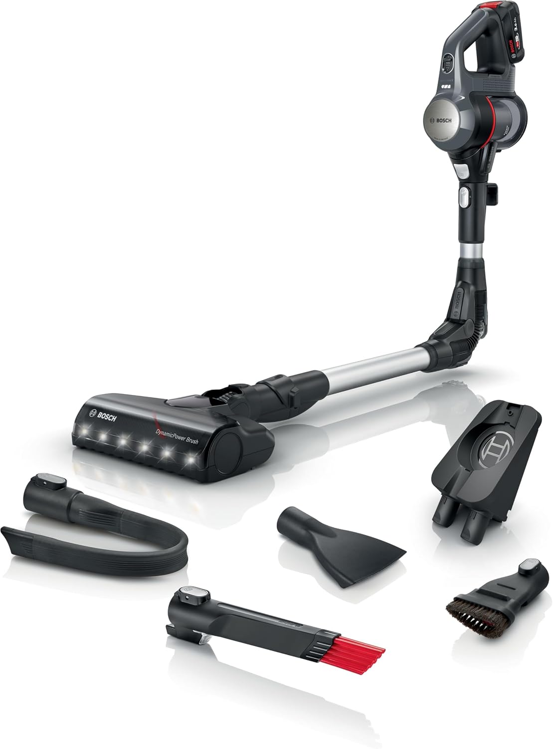 Bosch, Aspirapolvere verticale, BCS711A, 2,5 Ah, 18 V, Grigio, illuminazione LED, funzionamento senza fili