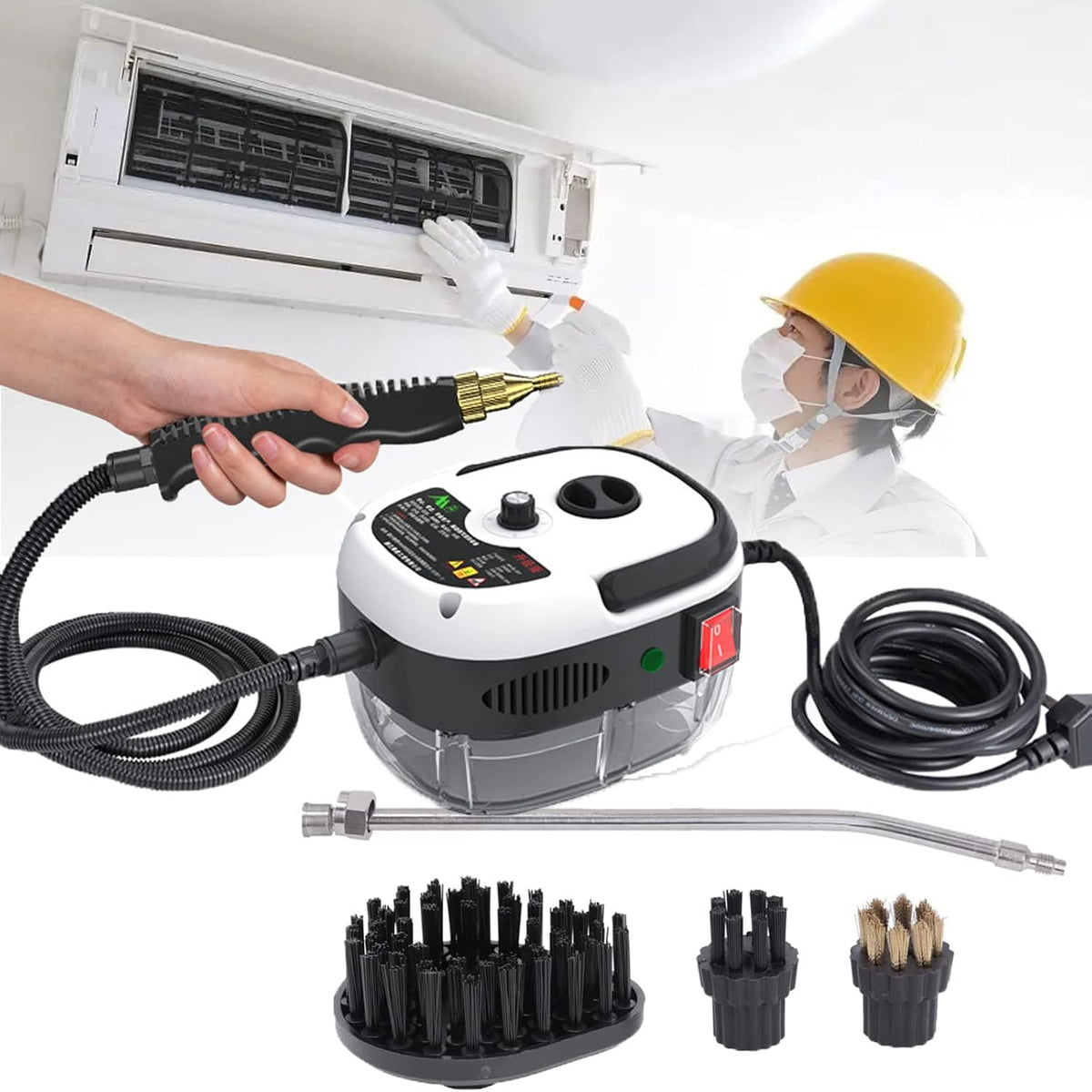 wzfdm, Pulitore a vapore, 105°C, 2500 W, 110 V, Bianco, acciaio inox
