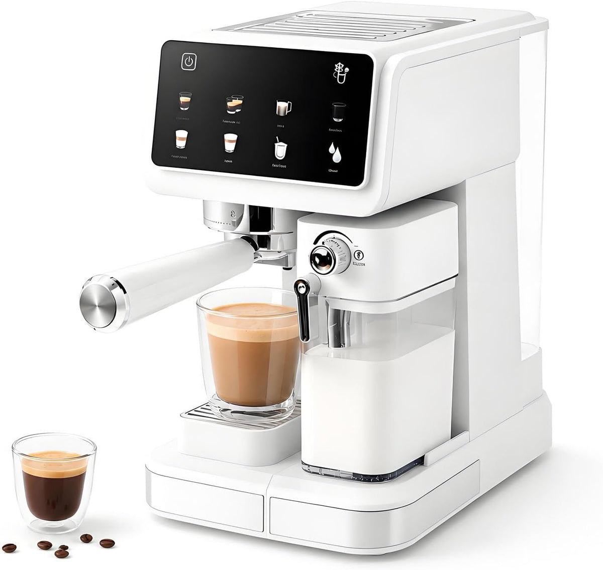 DUMIPME, Macchina da caffè, 20 Bar, 1,5 Litri, 1350 W, Nero/Argento
