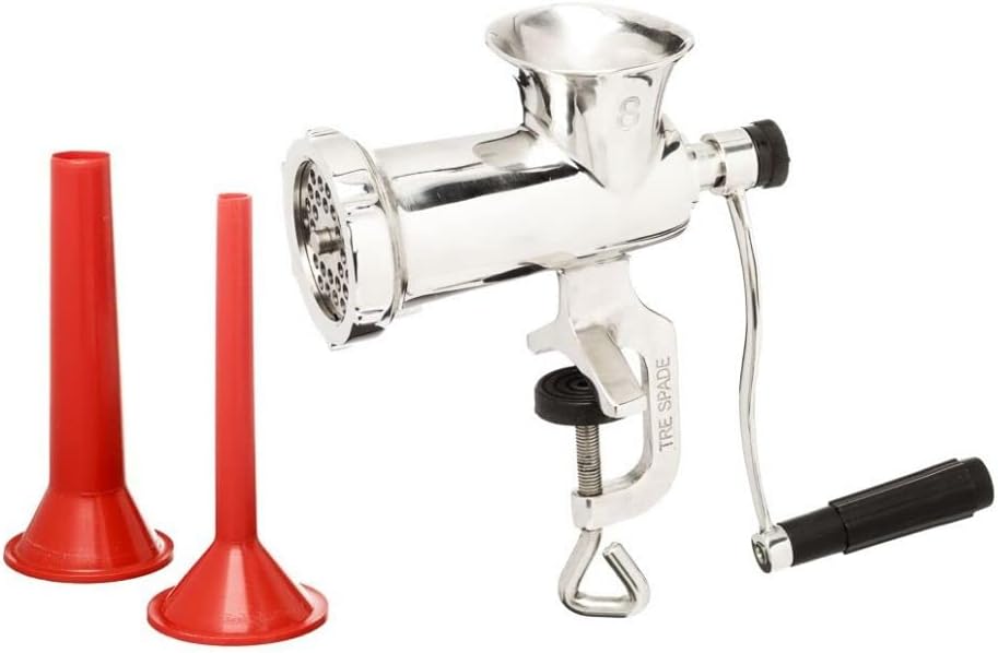 TRE SPADE, Tritacarne, TC-8, 6 mm, Argento, acciaio inox