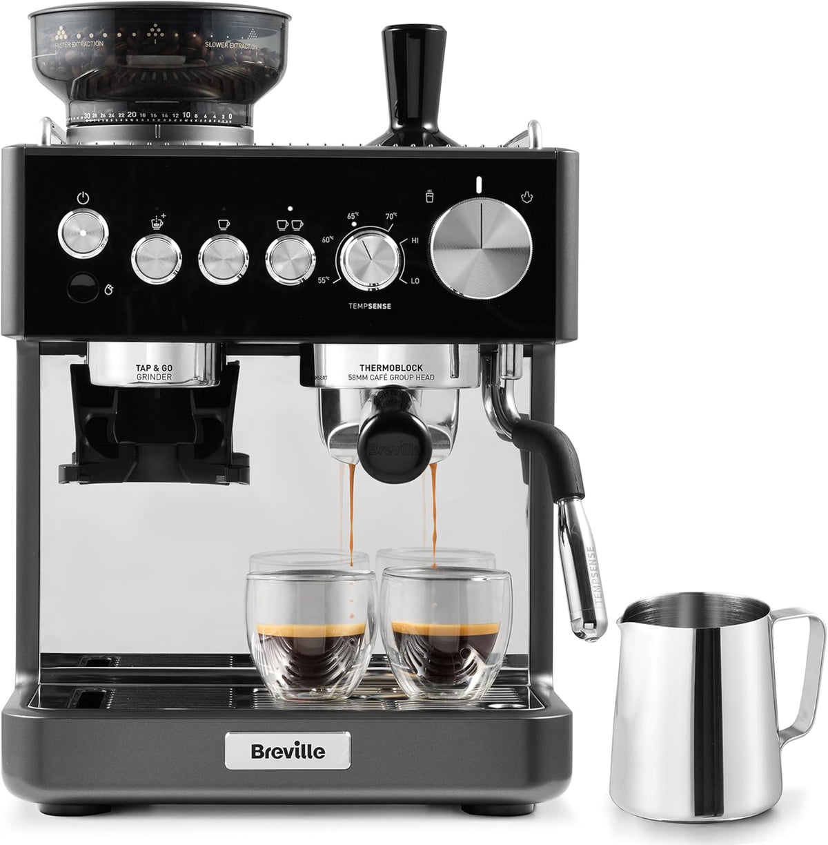 Macchina da caffè, Breville, 58 mm, Nero/Argento