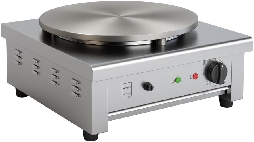 METRO Professional, Crepiere elettriche, GCP1040, 3000 W, 40 cm, 50-300°C, Argento, acciaio inox