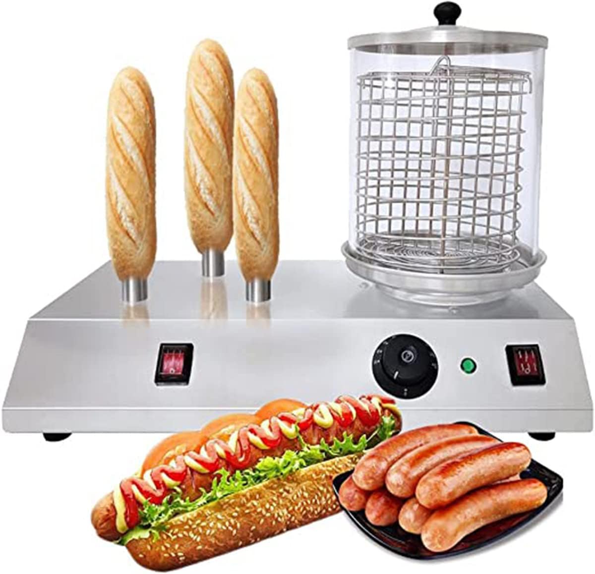 XNXYSMKJ, Macchine per Hot Dog, 20 CM, 458 W, 240 m, Nero, acciaio inox
