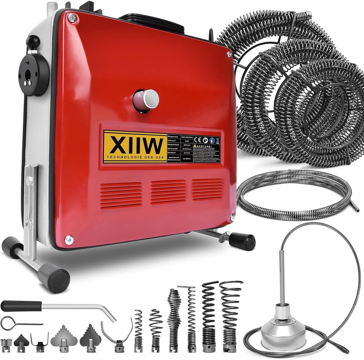 XIIW, Disgorganti per tubature, 850 W, 44 m, 10 mm, Nero