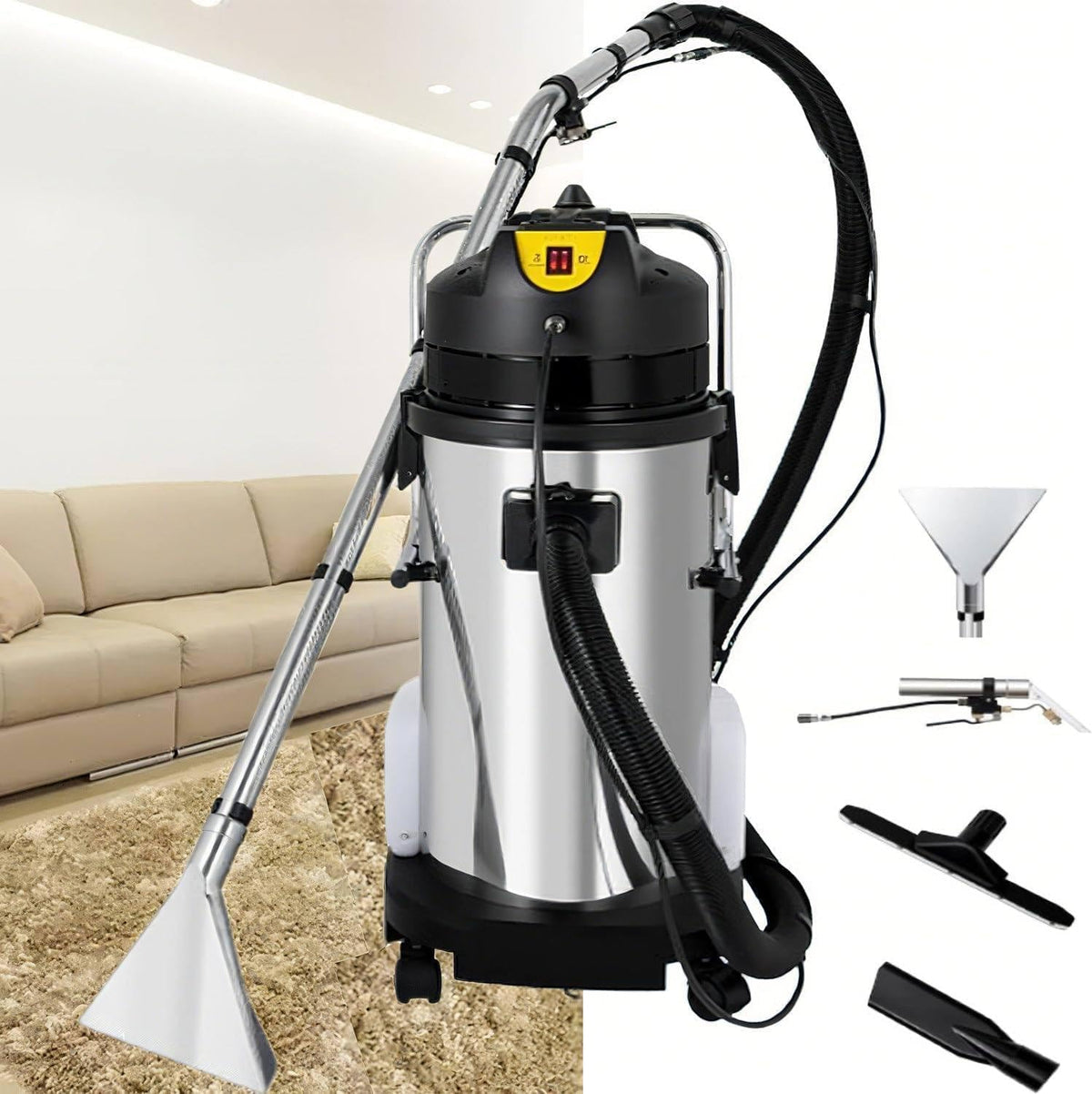RETRIN, Aspirapolvere, 40 L, 1034 W, 890 mm, Nero, acciaio inox, 3 in 1