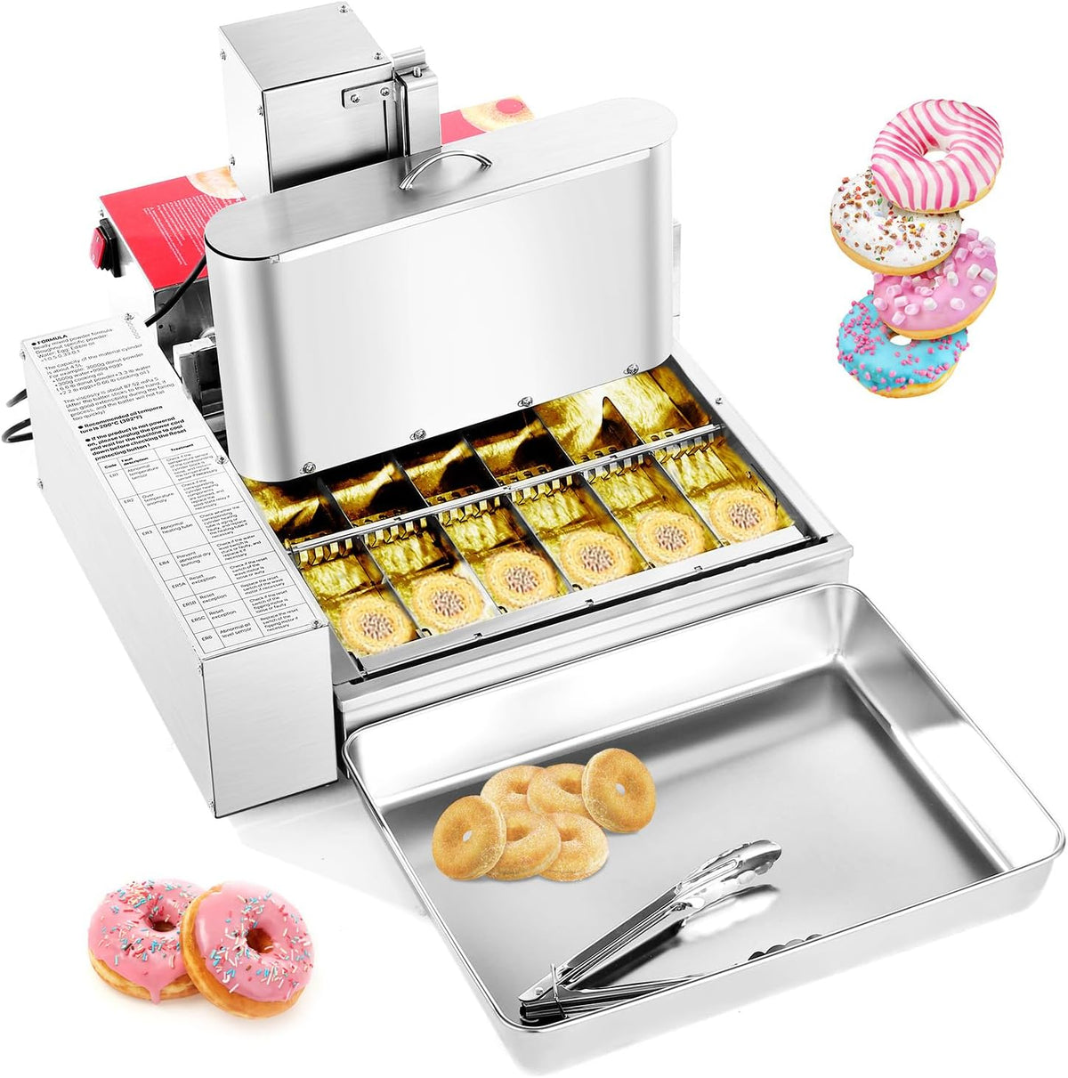 VEVOR, Forno elettrico, 50 mm, 25 mm, 4,5 l, Argento, acciaio inox