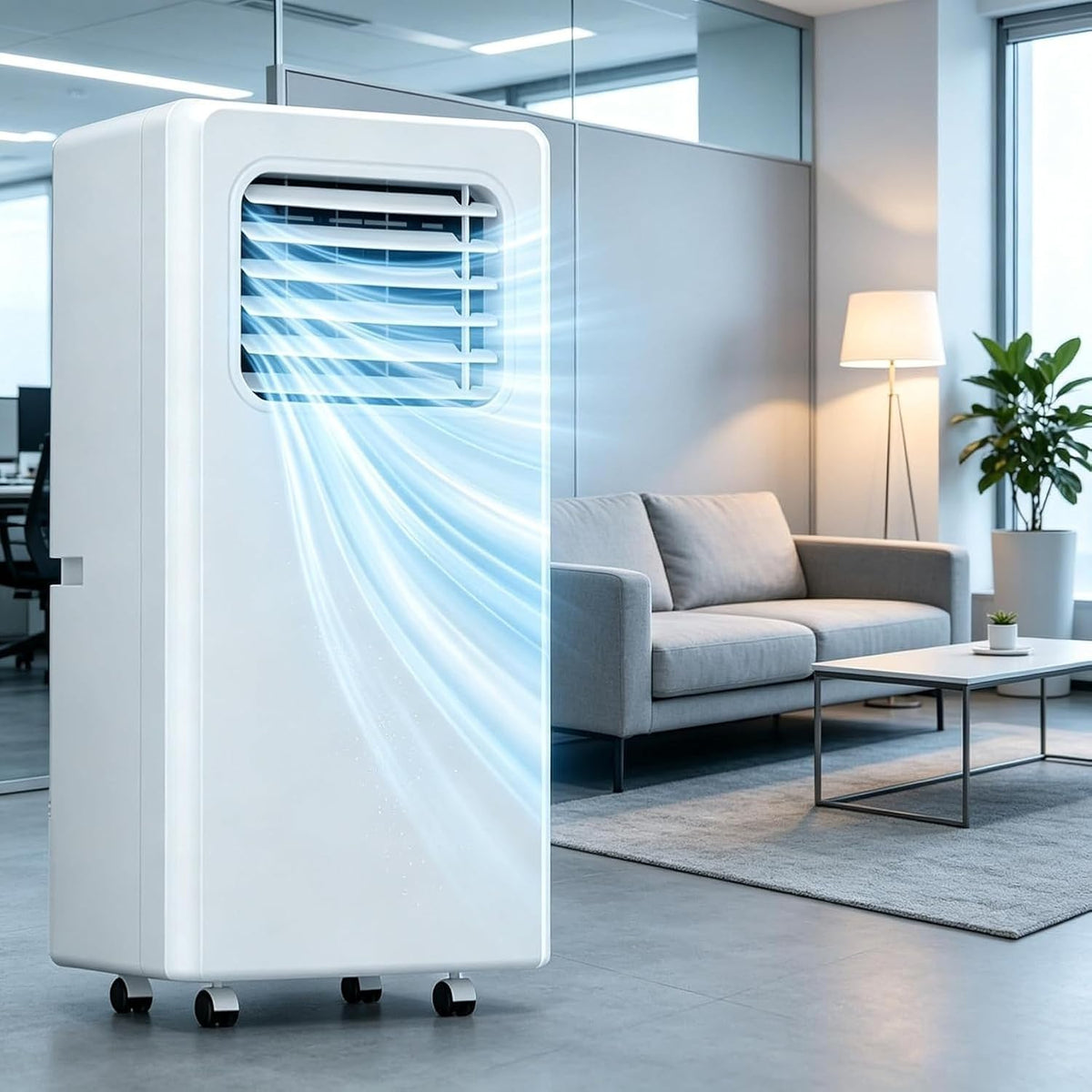 ZJHHRZ, Condizionatore portatile, 12000 BTU, 16°C, 20 litri, Bianco, illuminazione LED, telecomando, timer, spegnimento automatico