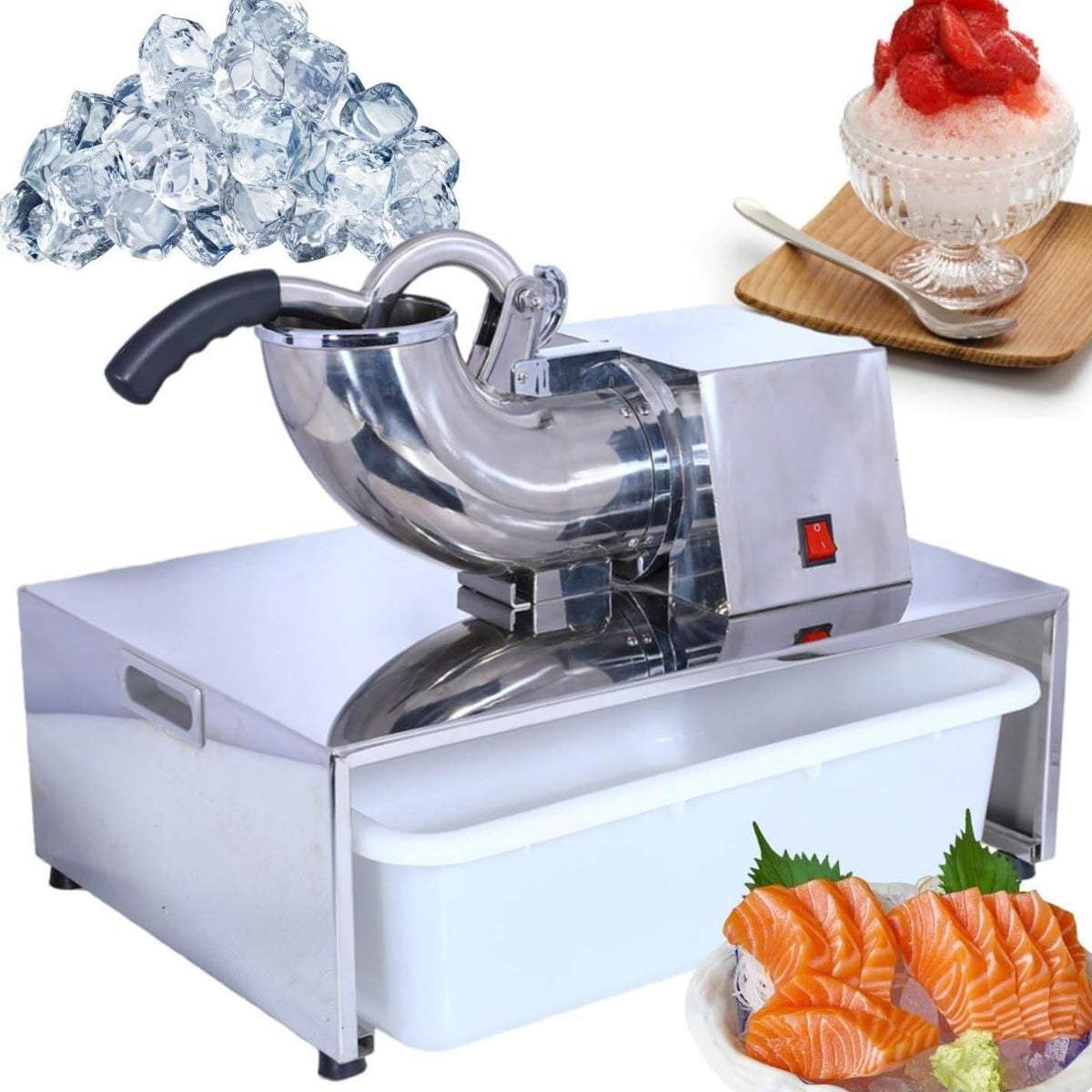 Macchina per cubetti di ghiaccio, 200 kg, 350 w, 450 x 320 x 645 mm, Nero, acciaio inox