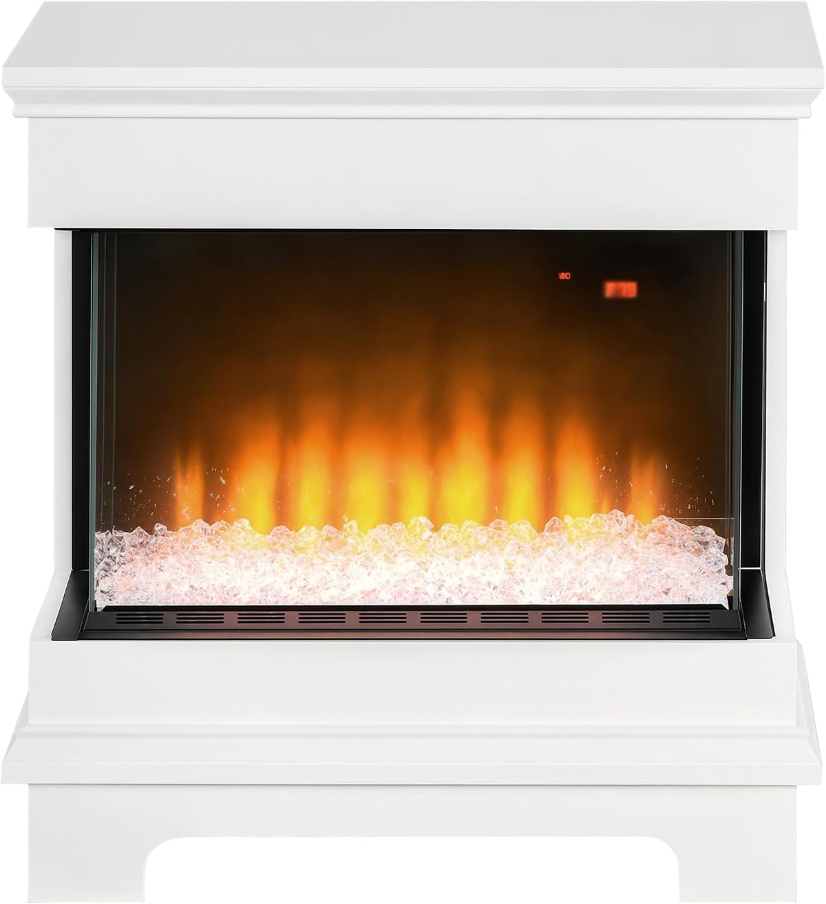 HOMCOM, Camino elettrico, 61x28x66.5 cm, 1000 W, 49.5 L, Bianco, telecomando