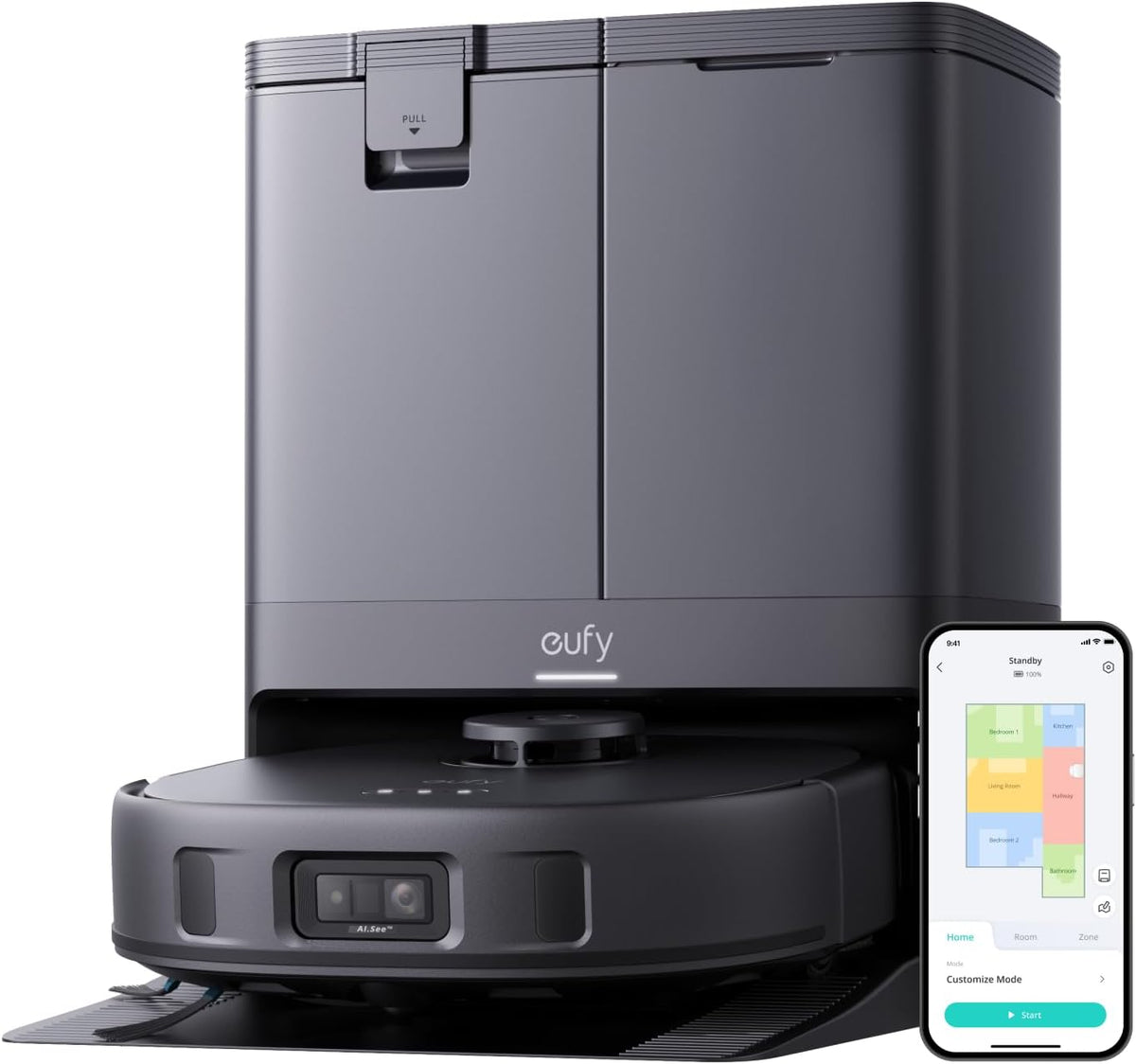 Amazon Renewed, Robot aspirapolvere, X10, 45°C, 2,5 litri, 200 m, Nero, vano contenitore