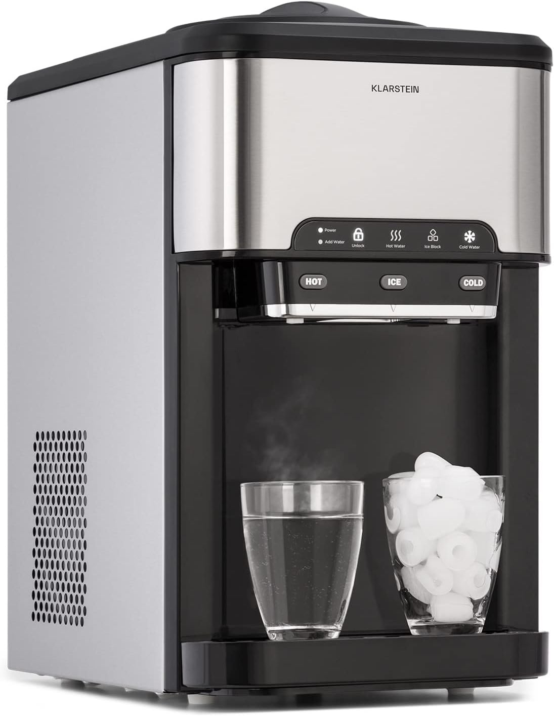Macchina per cubetti di ghiaccio, KLARSTEIN, 3 L, 20 kg, Grigio, autopulizia, 3 in 1