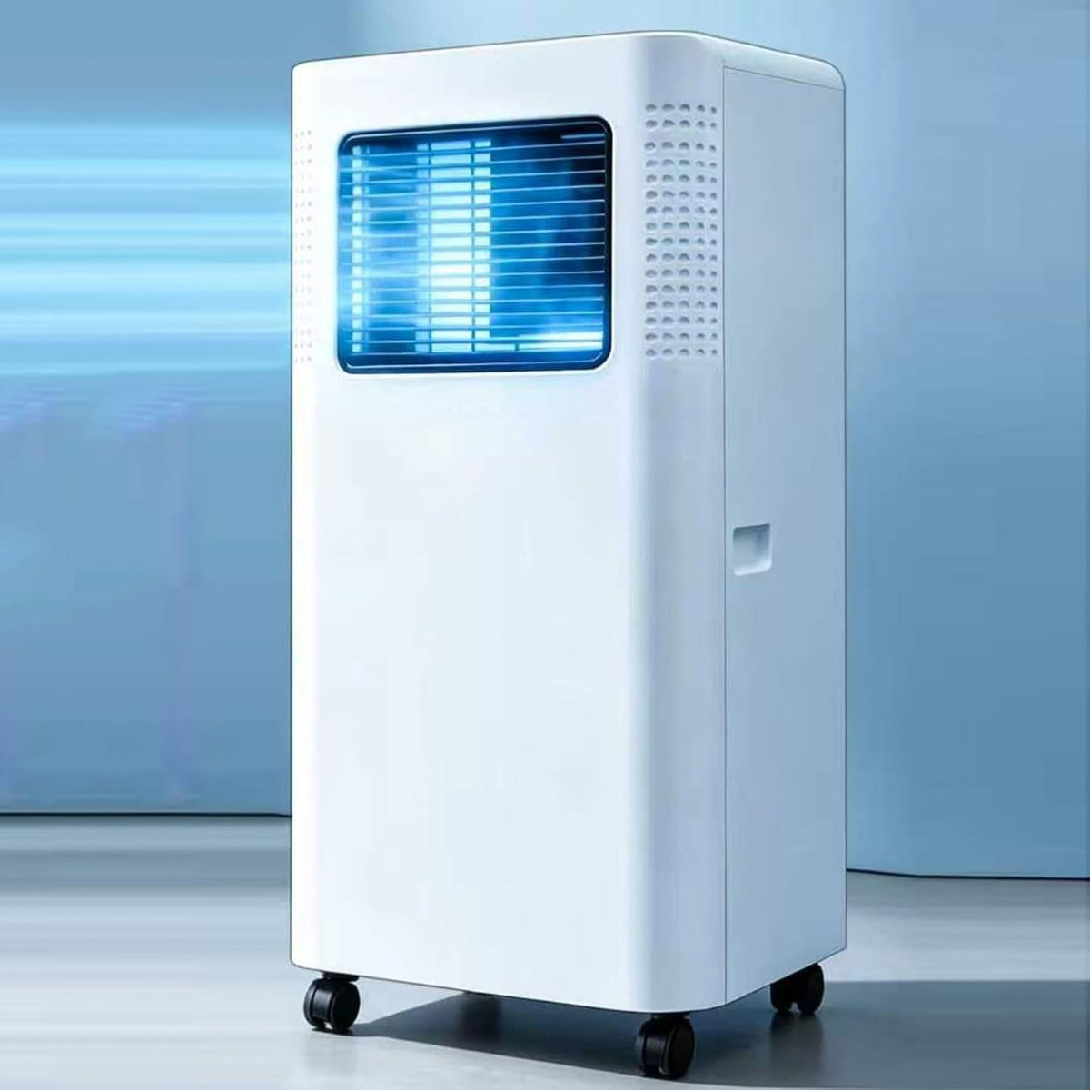 Condizionatore portatile, HUANQIN, 8000 BTU, 29 litri, 16°C, Bianco, illuminazione LED, telecomando, timer, 3 in 1