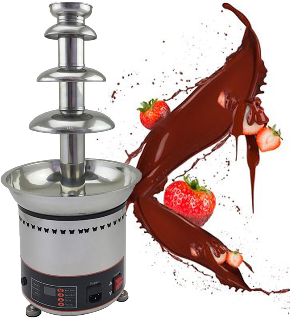 ANXYYDS, Fontane di cioccolata, 220 V, 30-150°C, 28 cm, Nero, acciaio inox