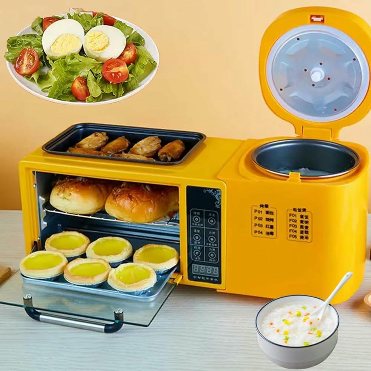 Forno elettrico, 8 litri, 51 x 24 x 21 cm, 600 W, Nero/Argento