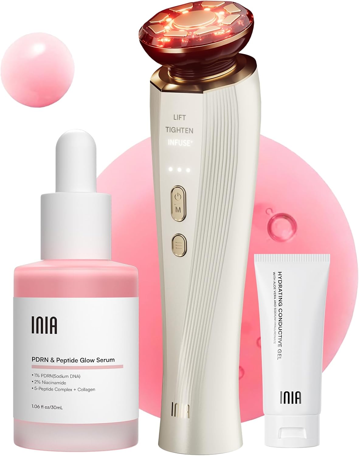 INIA, Apparecchi per tonificare e per pulizia viso, Rosso, 3 in 1