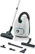 Aspirapolvere, BGD41HYG1H, Bosch, 600 W, 75 dB, Bianco, vano contenitore