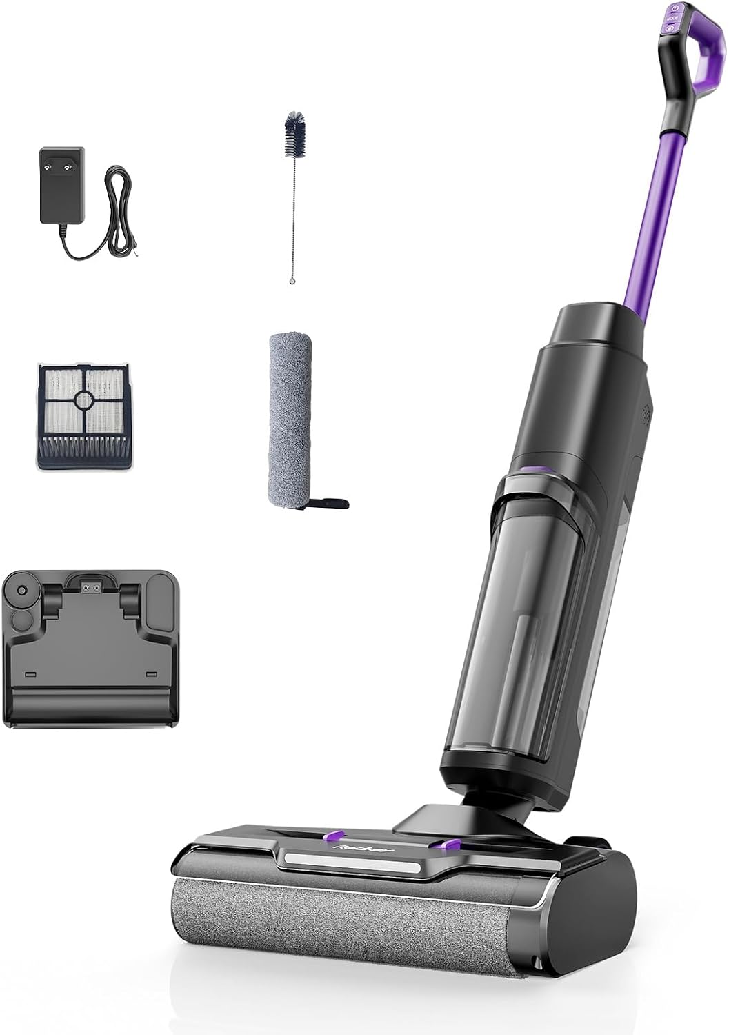 Vozascly, Aspirapolvere, W15, 65 dB, Nero, autopulizia, funzionamento senza fili, 3 in 1