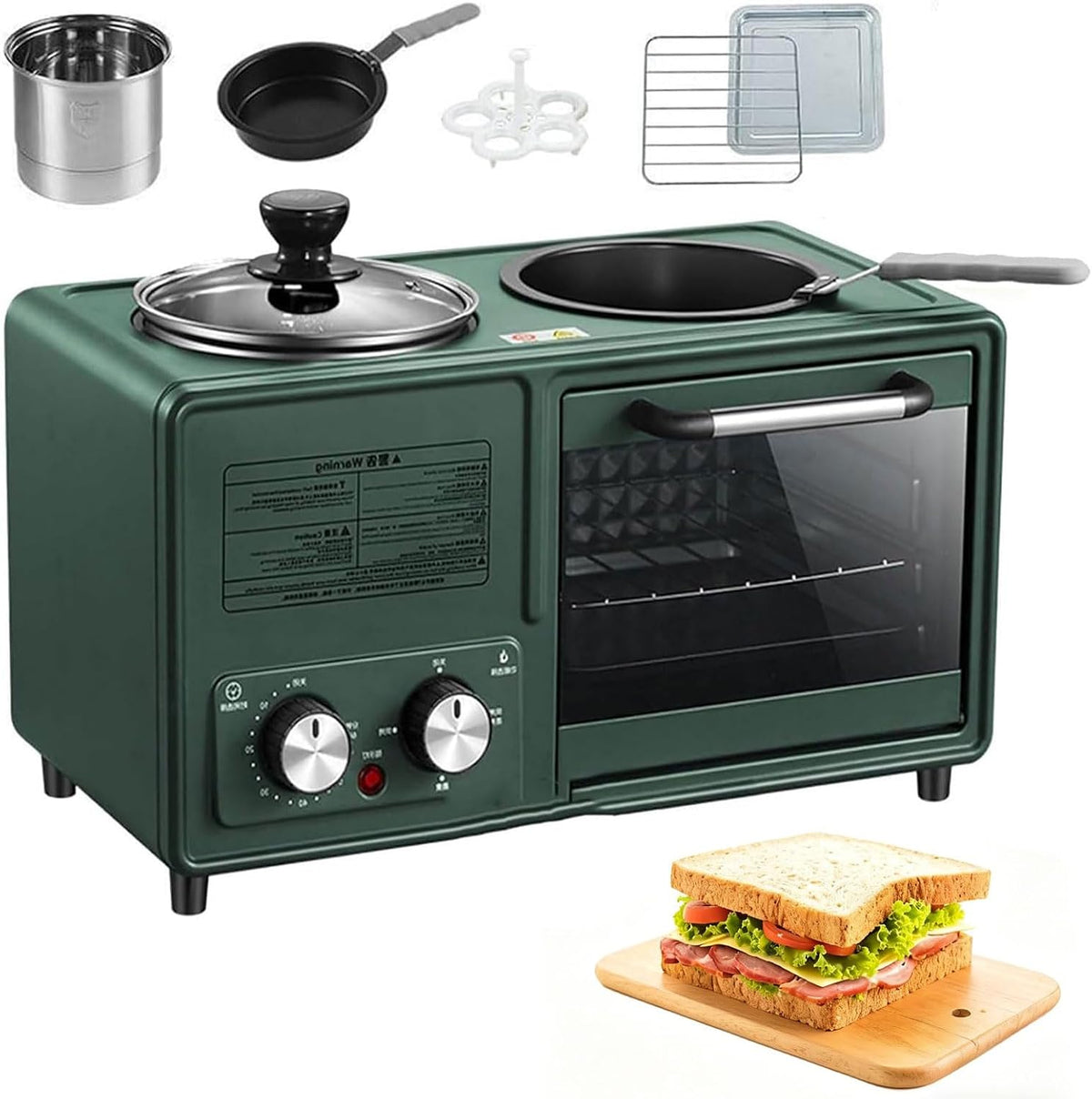 Forno elettrico, 20,3 cm, 1 l, 1600 W, Nero/Argento