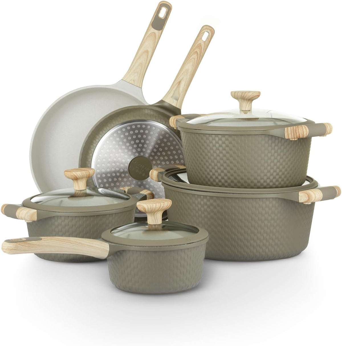 KASANOVA, Set di pentole, 61.00 cm, 20.00 cm, 36.00 cm, Verde, alluminio