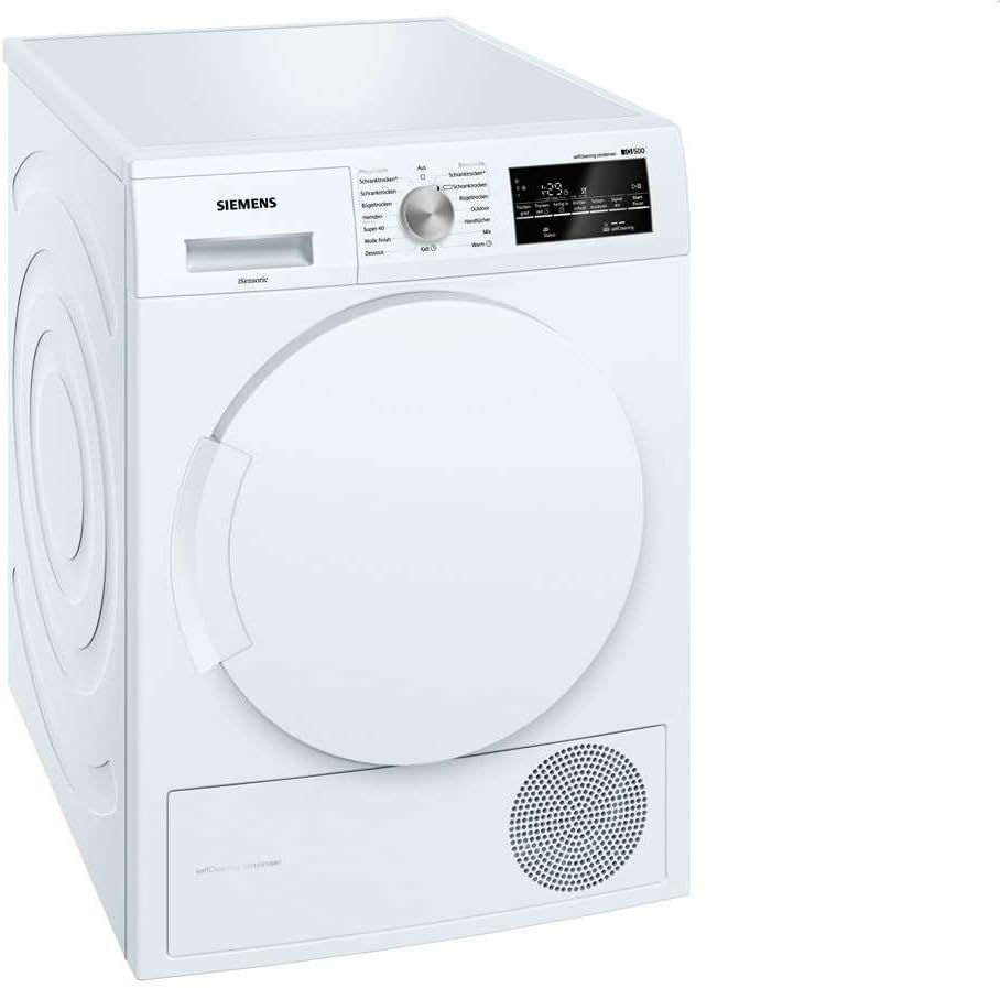SIEMENS, Asciugatrice, WT43W460, 7 kg, 84,2 x 59,8 x 65,2 cm, 0,1 W, Bianco, acciaio inox, illuminazione LED, autopulizia, pompa di calore