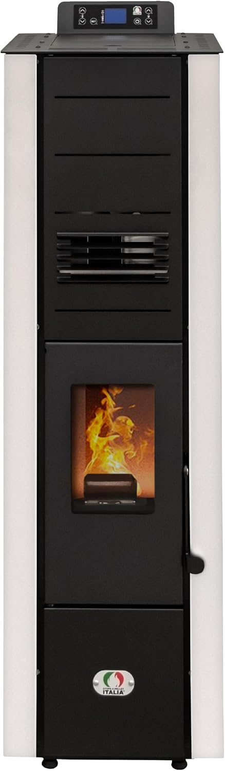 STUFE A PELLET ITALIA, Impianti di riscaldamento a pellet, 8 kW, 70 m, 39 cm, Bianco