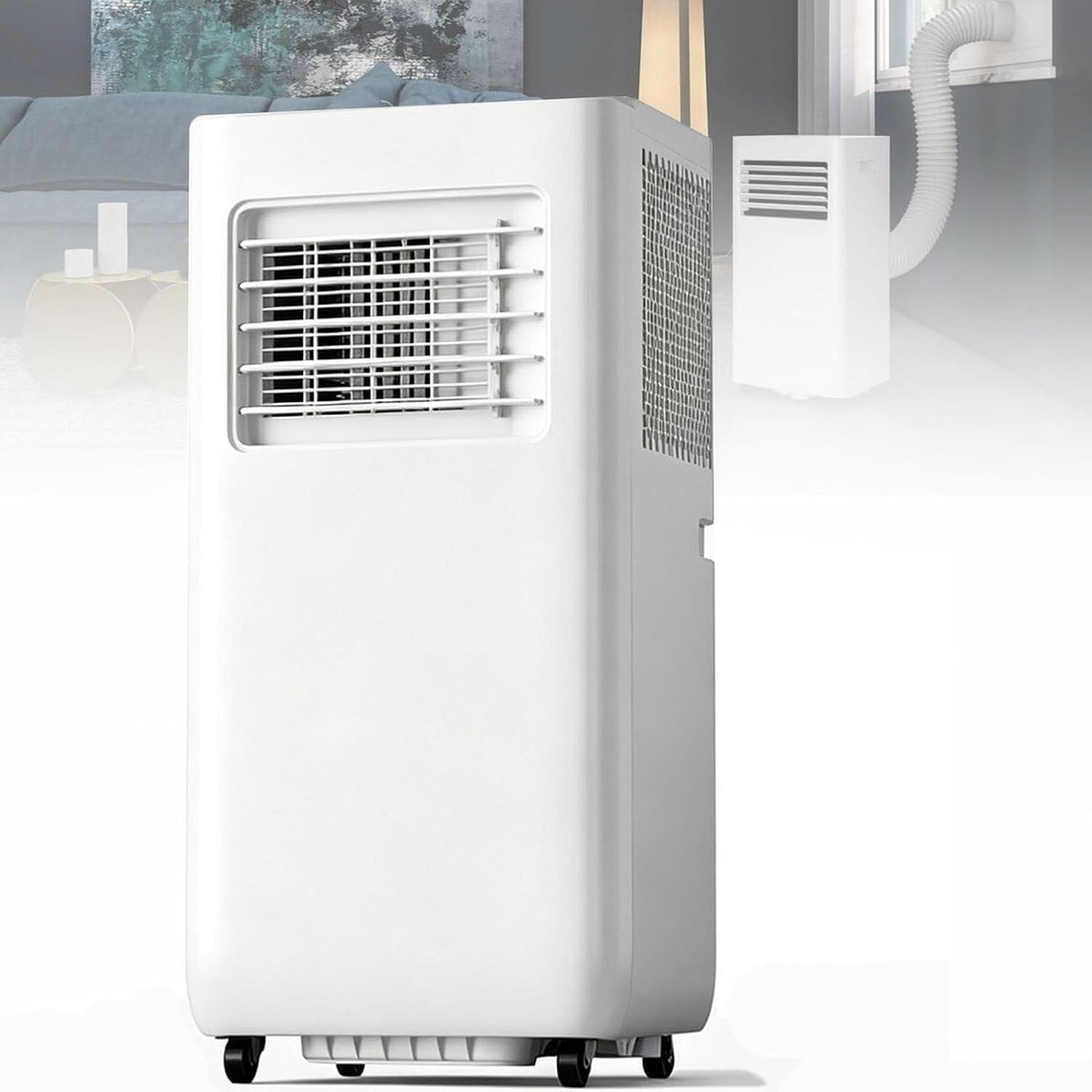 GUOGHUI, Condizionatore, 14000 BTU, 33 x 28 x 69,5 cm, 16°C, Bianco, telecomando, timer, 4 Funzioni