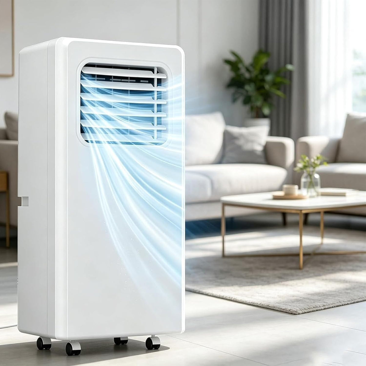 PSHCEE, Condizionatore portatile, 18000 BTU, 330 x 280 x 680 mm, 16°C, Bianco, illuminazione LED, telecomando, timer