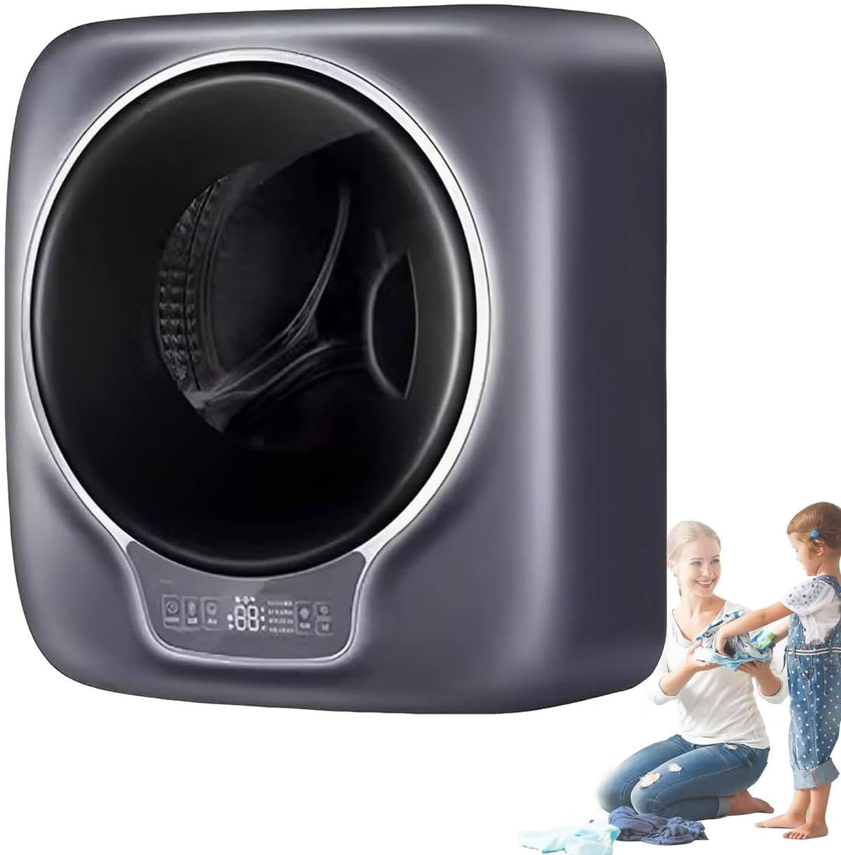 Lavatrice, XDLYWUZIQ, 3 kg, 700 giri/min, 45 dB, Bianco, acciaio inox, illuminazione LED