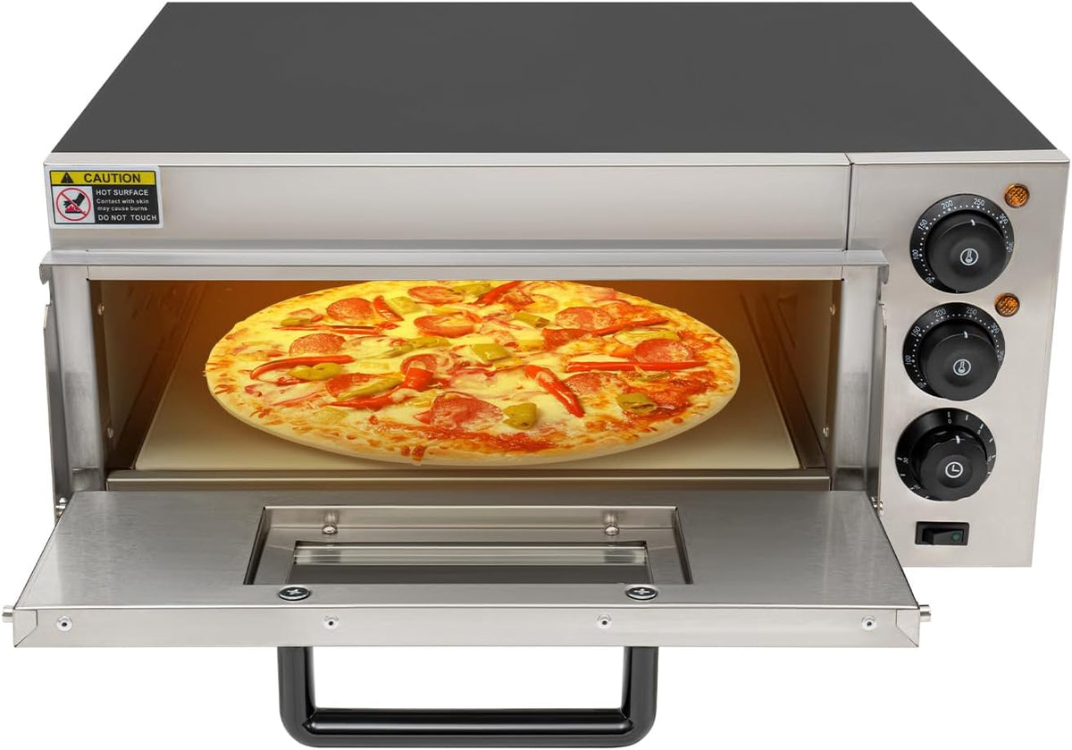 Kozivmo, Forno per pizza, 57 x 47,5 x 27,5 cm, 2000 W, 220 V, Nero/Argento, acciaio inox