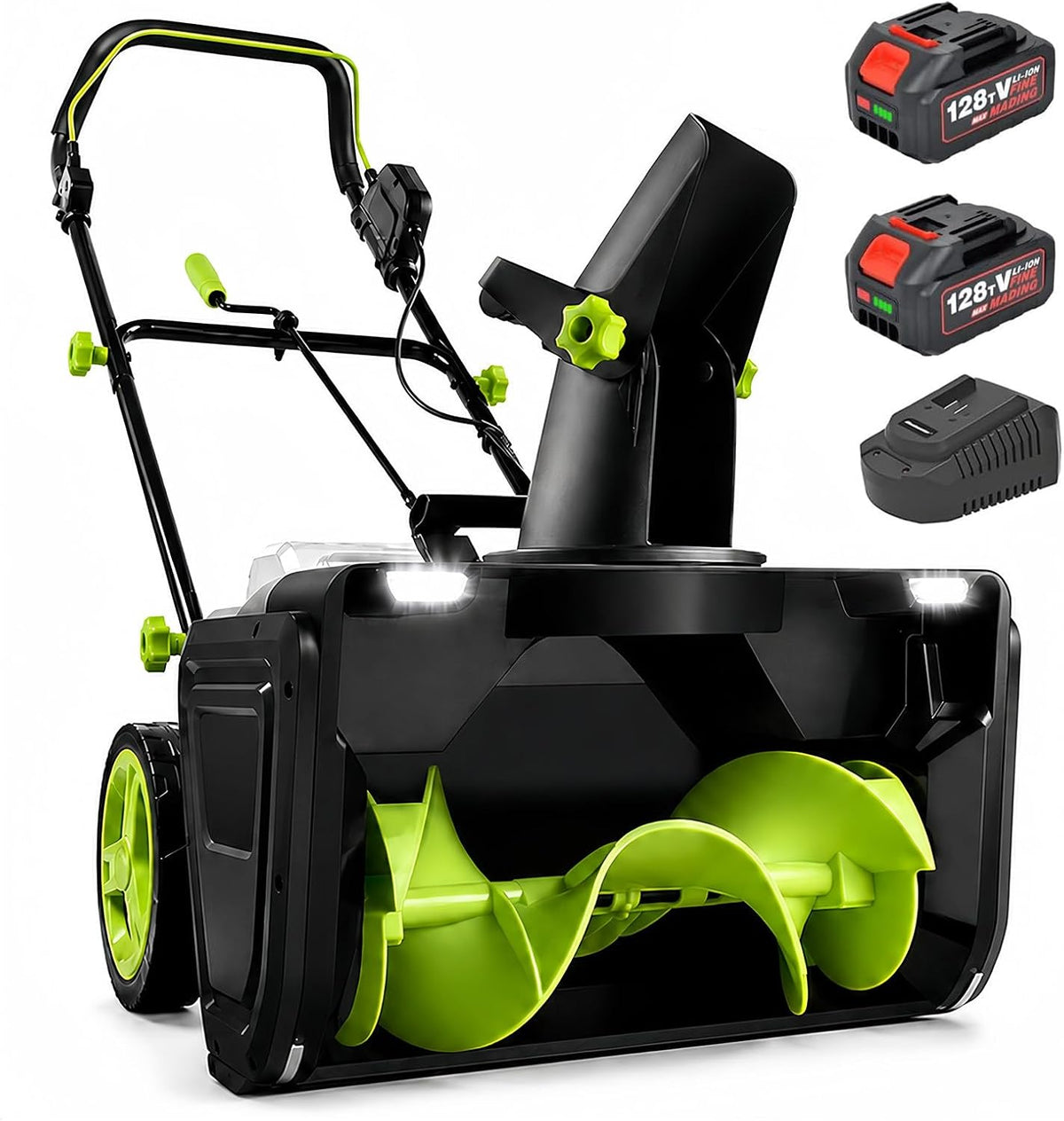 SHUMIAO, Frese da neve, 40 V, 3500 W, 50 cm, Nero, illuminazione LED, funzionamento senza fili